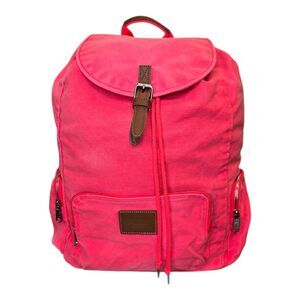 PINK Victoria's Secret Vibrant Neon Pink Canvas Casual Backpack Beach Pool